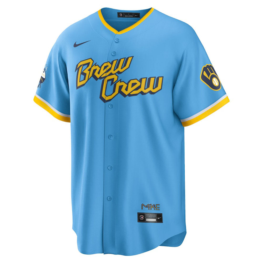 Men's Milwaukee Brewers Christian Yelich City Connect Replica Jersey - Powder Blue